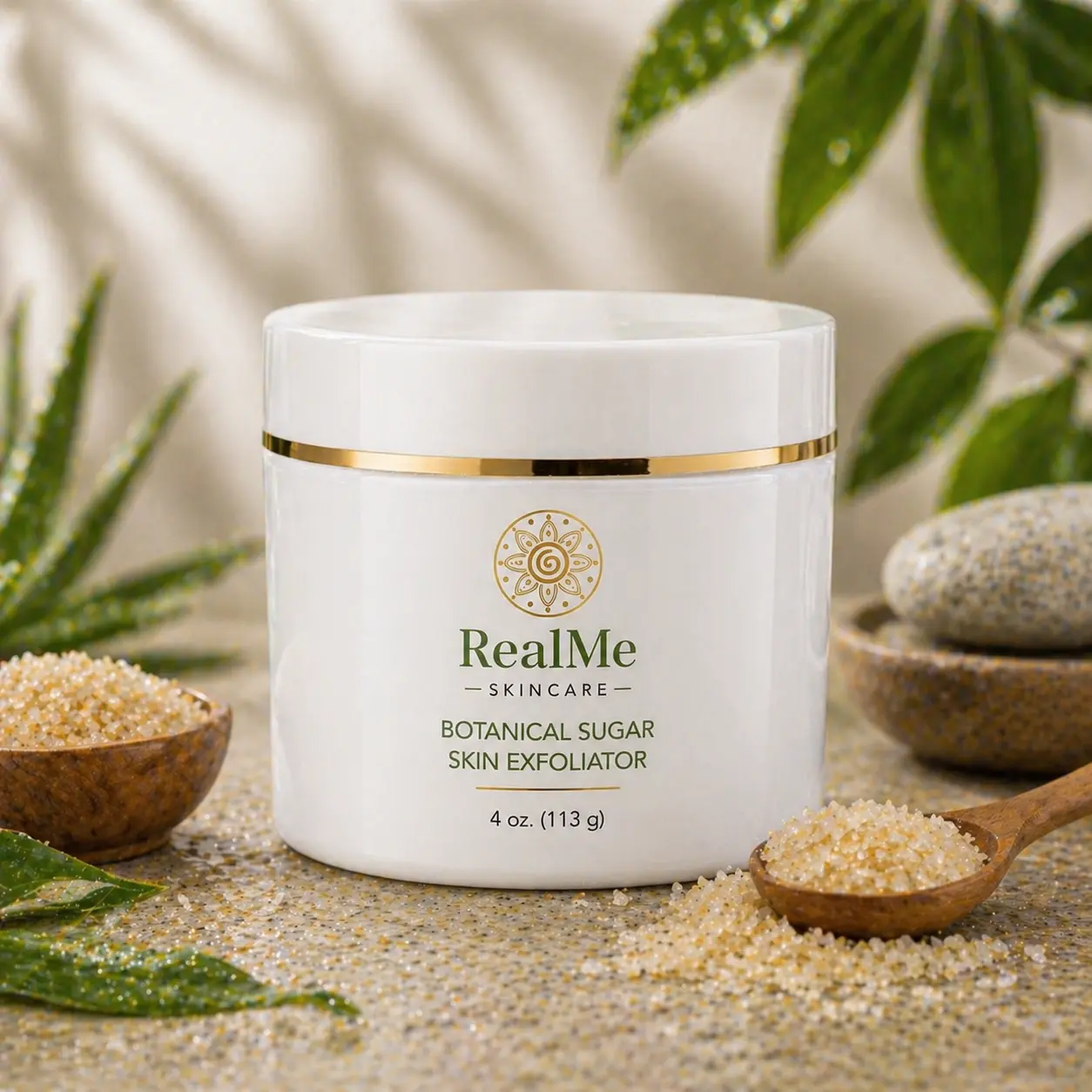 Botanical Sugar Skin Exfoliator - 4 oz. white jar