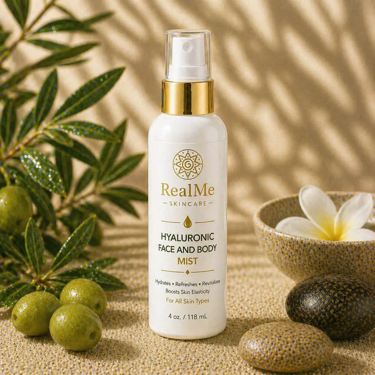 Hyaluronic Face and Body Mist - 4 oz. white spray bottle